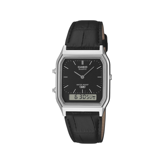 Casio Duo Leather Band Black Dial AQ230EL-1A