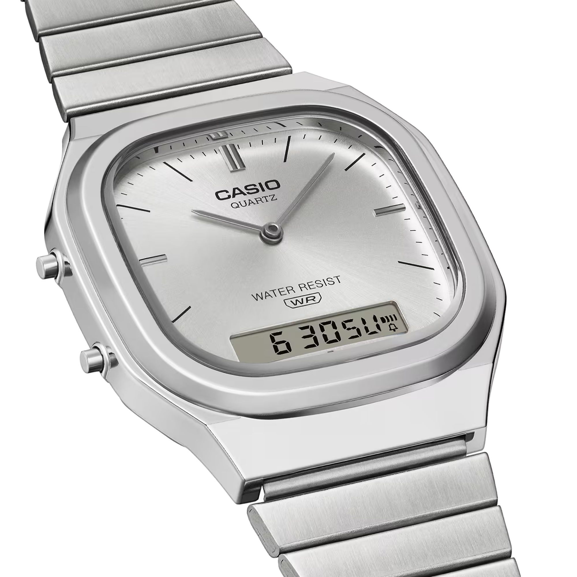 Casio Duo Square Face Combi Silver Dial AQ240E-7A