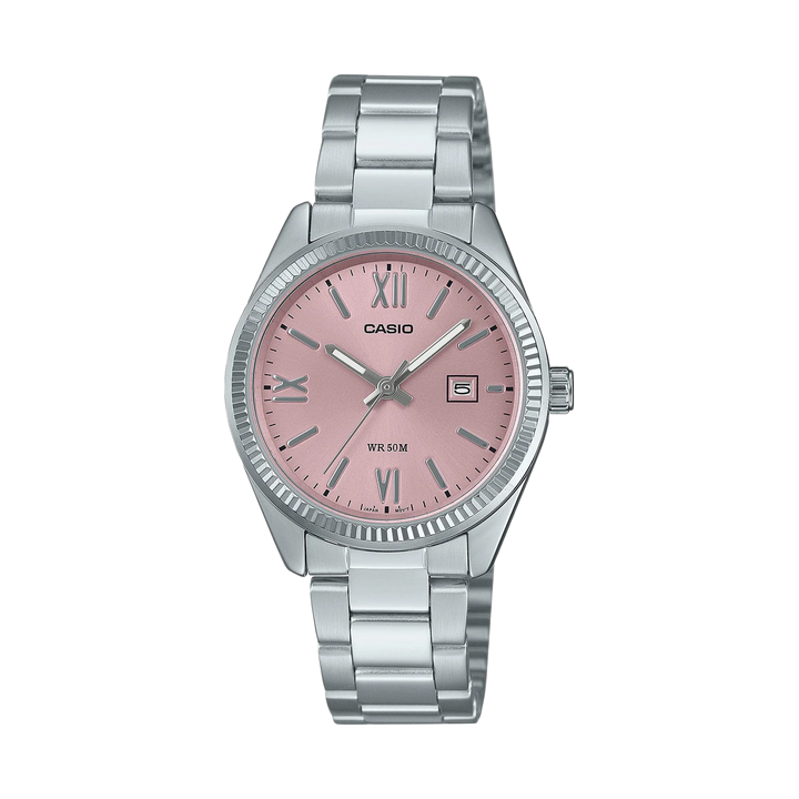 Casio Ladies Analogue Pink Face S/Steel Band LTP1302DD-4A1