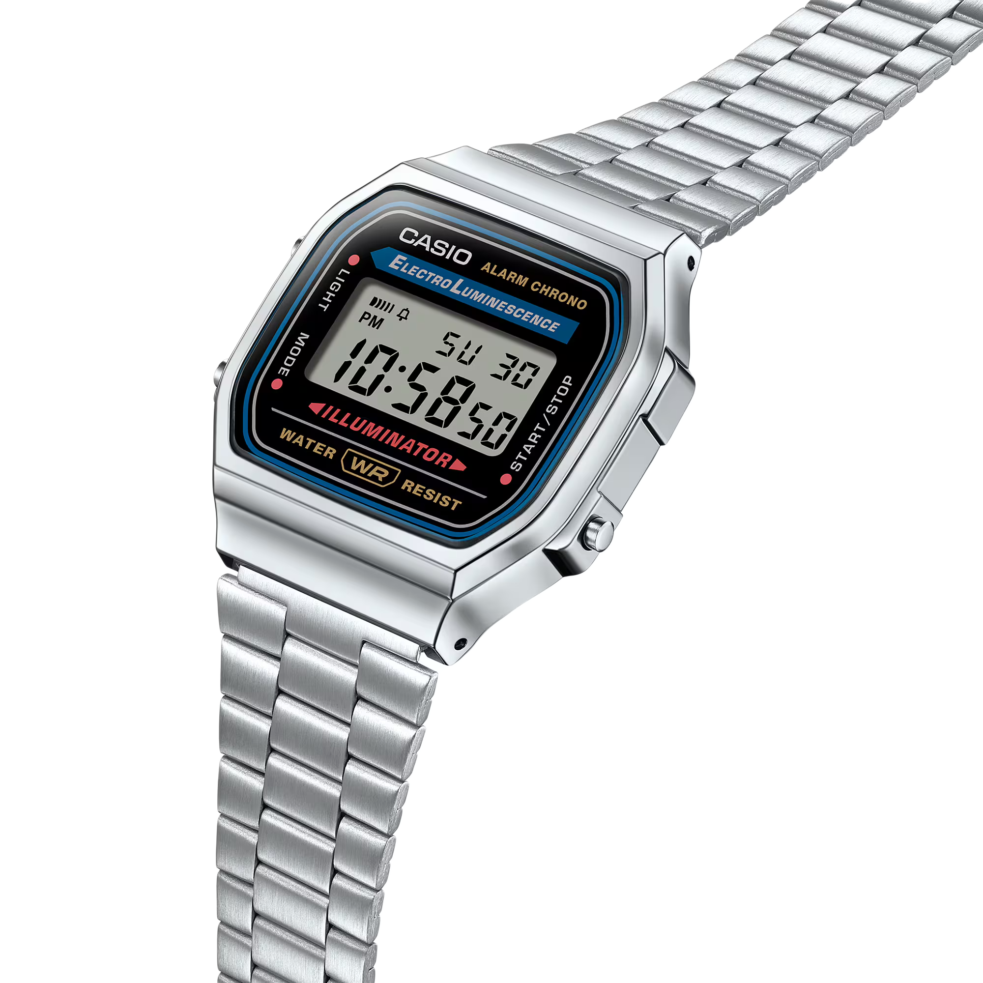 Casio Vintage Digital Illuminator Silver / Black A168WA-1W