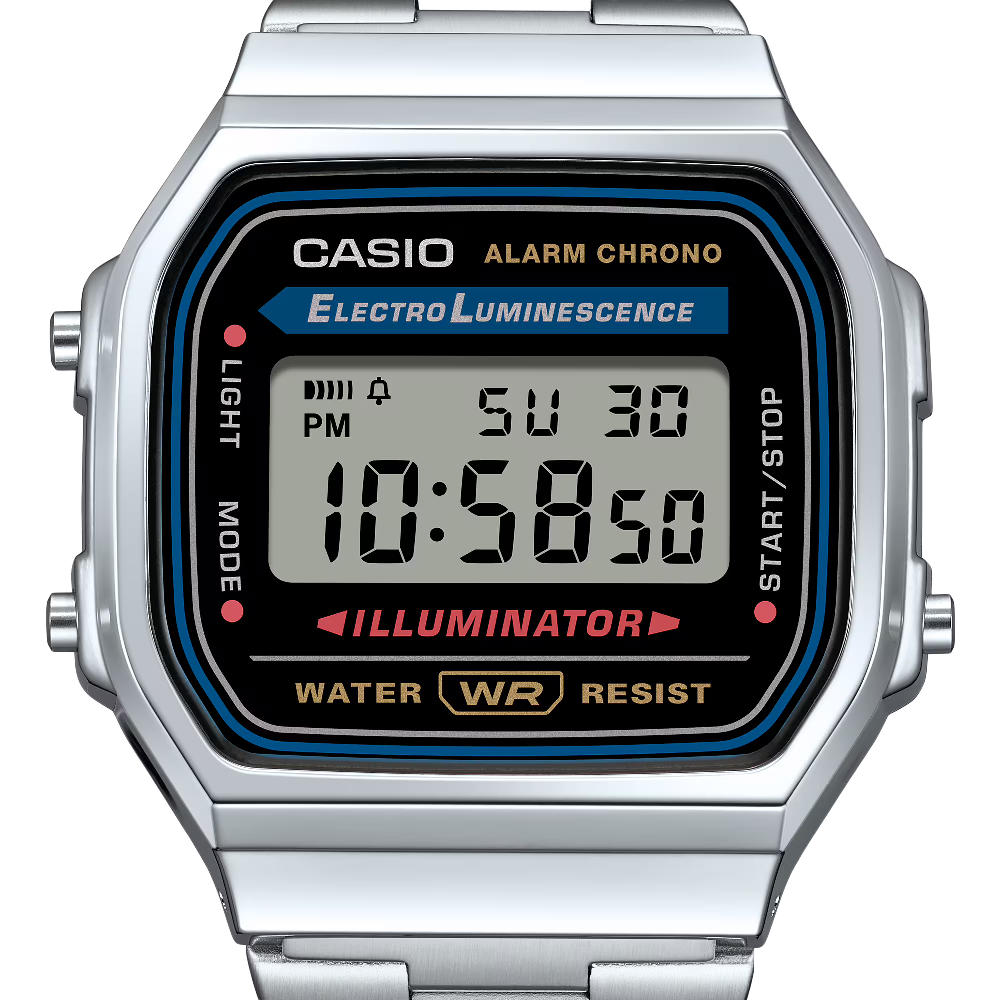 Casio Vintage Digital Illuminator Silver / Black A168WA-1W