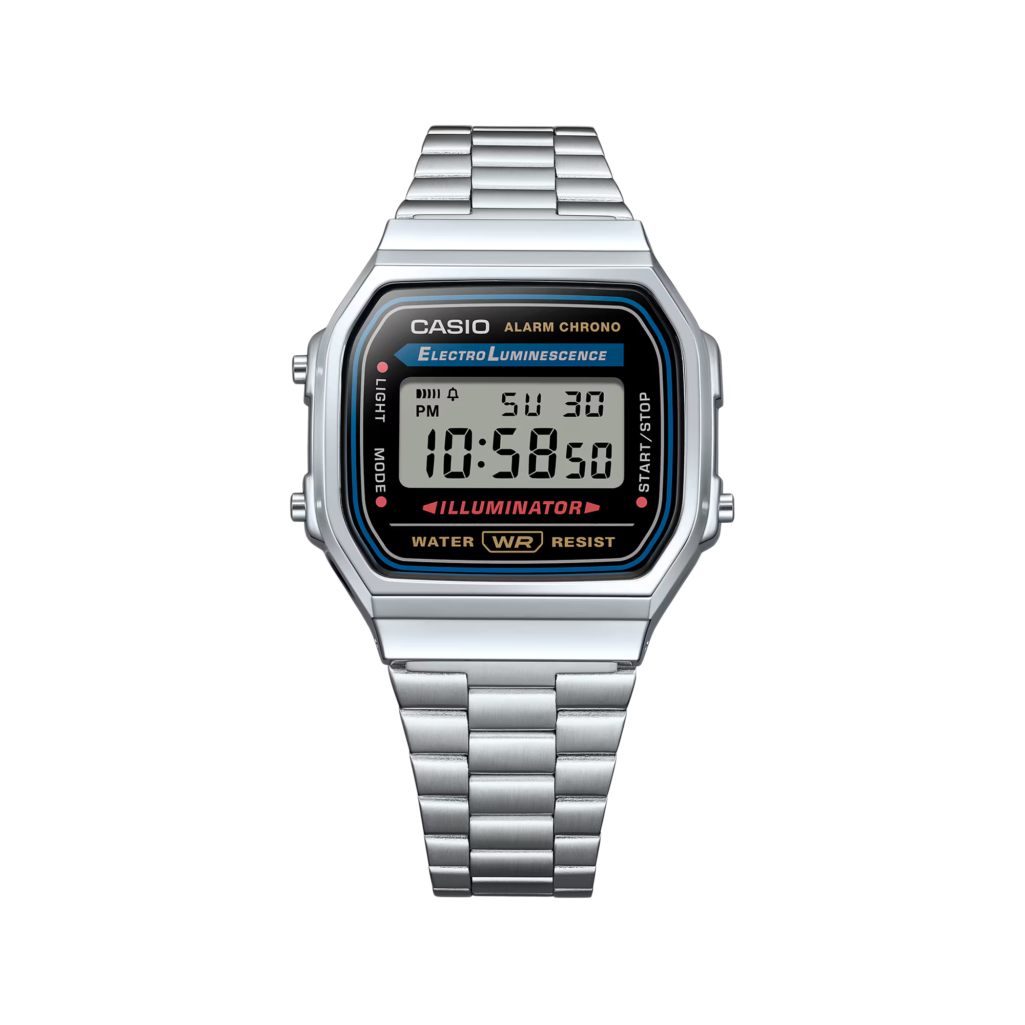 Casio Vintage Digital Illuminator Silver / Black A168WA-1W