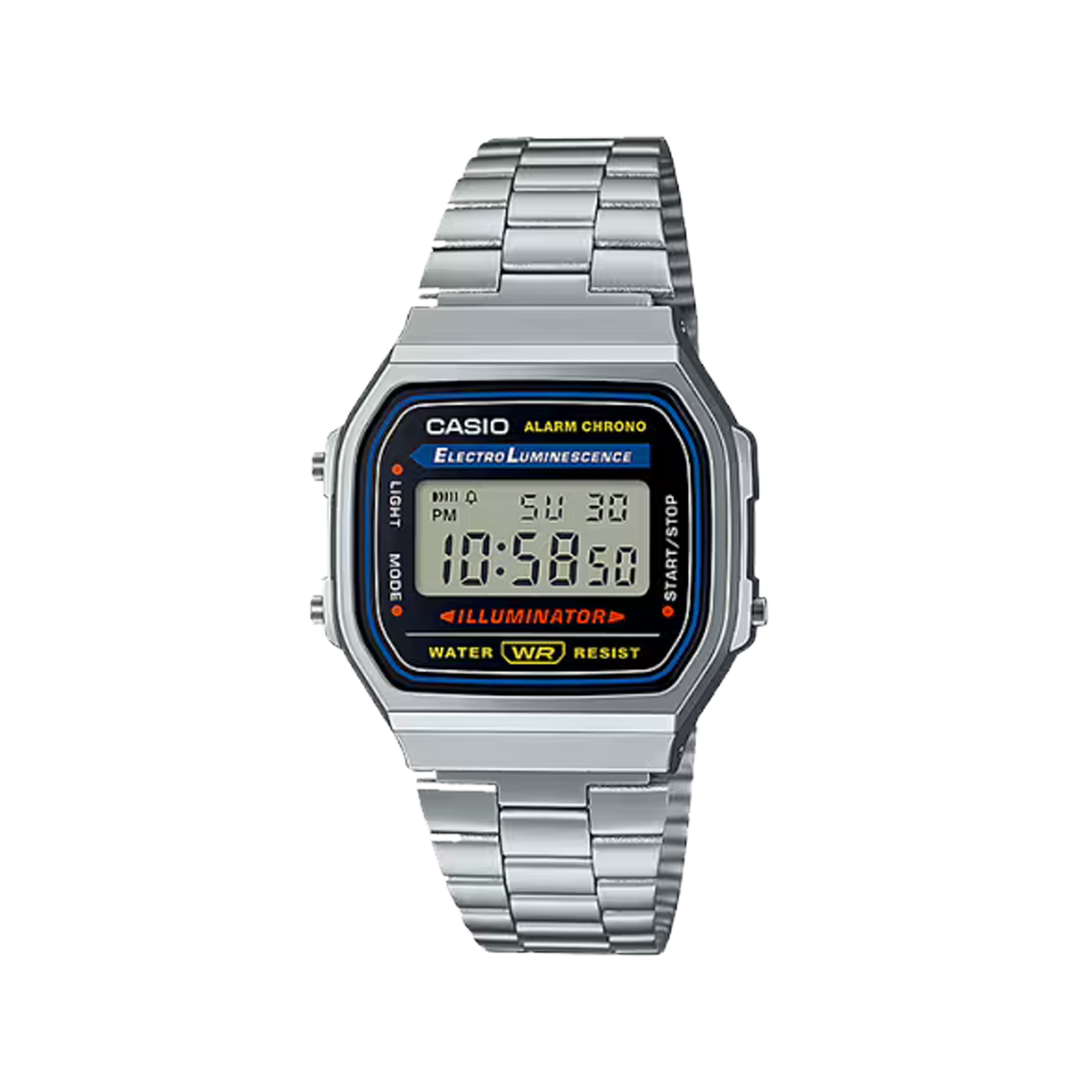 Casio Vintage Digital Illuminator Silver / Black A168WA-1W