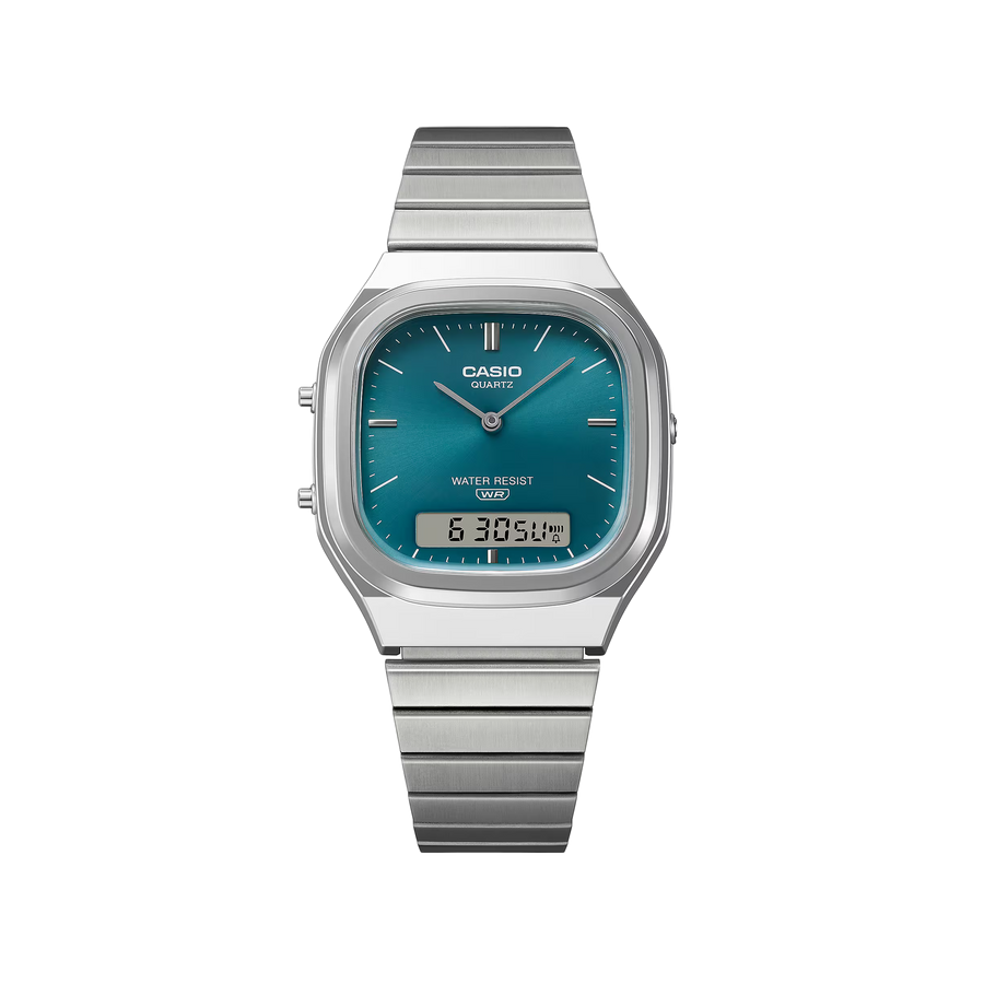 Casio Vintage Retro-Modern Silver Case/Green Dial AQ-240E-3ADF