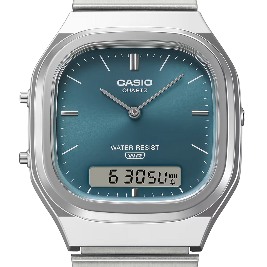 Casio Vintage Retro-Modern Silver Case/Green Dial AQ-240E-3ADF
