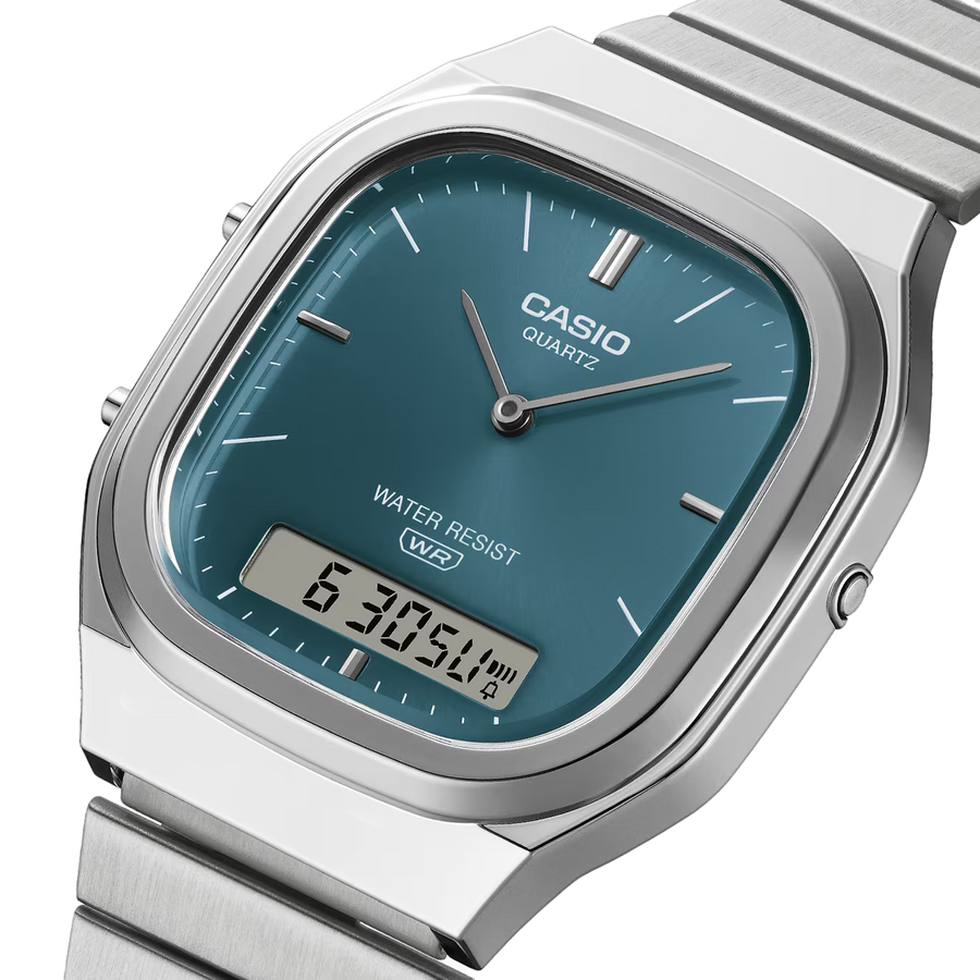 Casio Vintage Retro-Modern Silver Case/Green Dial AQ-240E-3ADF