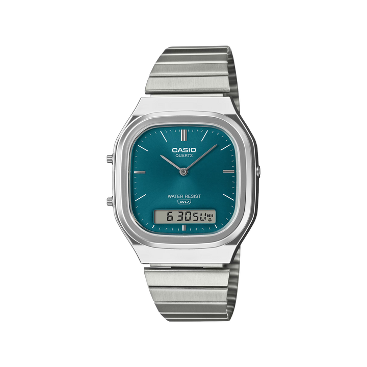 Casio Vintage Retro-Modern Silver Case/Green Dial AQ-240E-3ADF