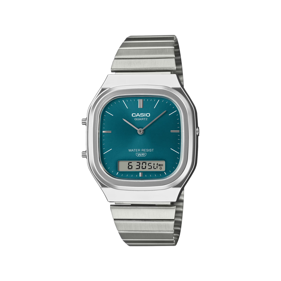 Casio Vintage Retro-Modern Silver Case/Green Dial AQ-240E-3ADF