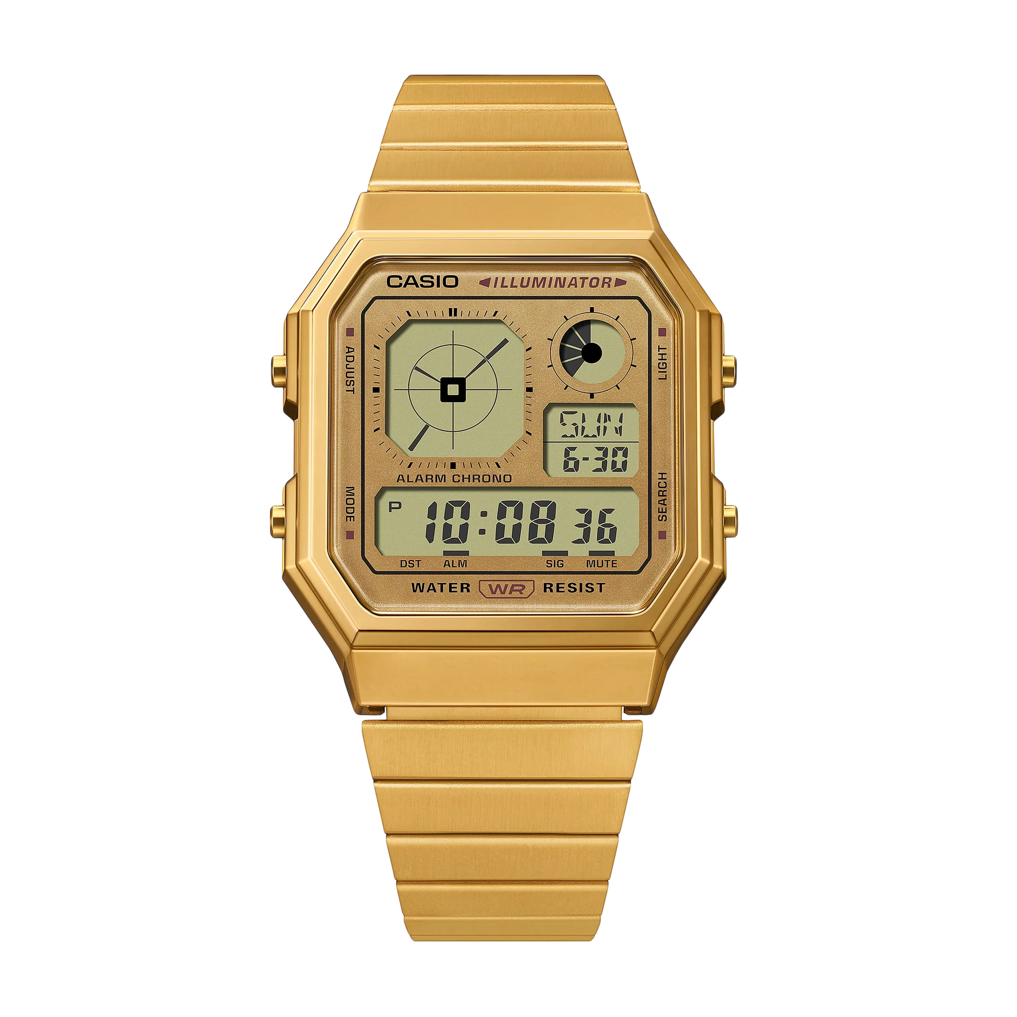 Casio Vintage Stylish Octagon Goldtone Plated A130WEG-9A