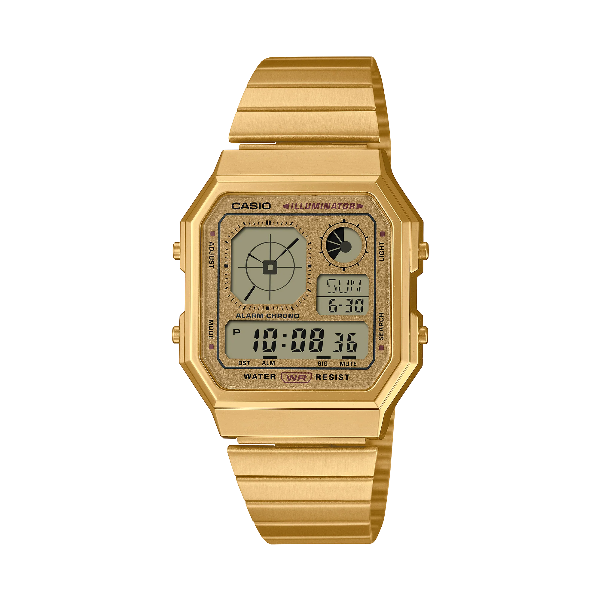 Casio Vintage Stylish Octagon Goldtone Plated A130WEG-9A