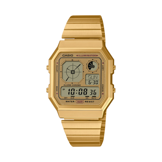 Casio Vintage Stylish Octagon Goldtone Plated A130WEG-9A