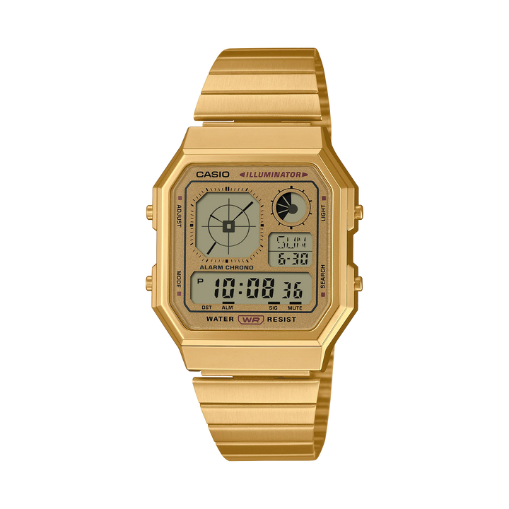 Casio Vintage Stylish Octagon Goldtone Plated A130WEG-9A