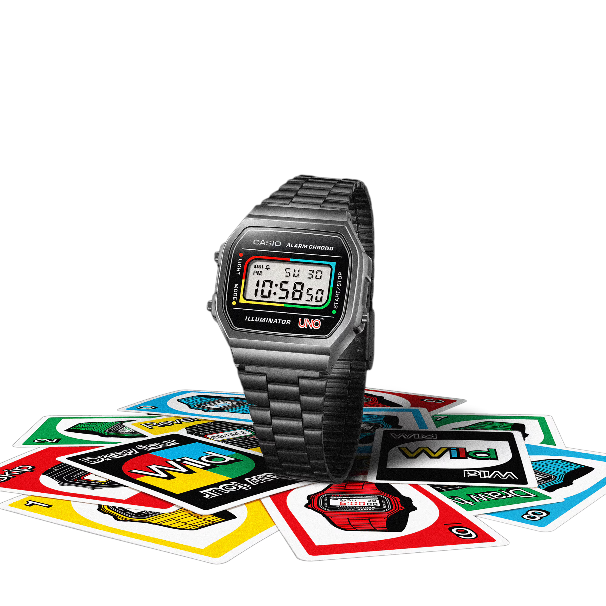 Casio Vintage x UNO Black Face IP S/Steel A168WEUC-1A