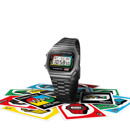 Casio Vintage x UNO Black Face IP S/Steel A168WEUC-1A
