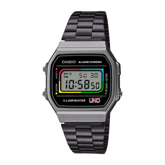 Casio Vintage x UNO Black Face IP S/Steel A168WEUC-1A