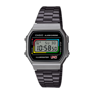 Casio Vintage x UNO Black Face IP S/Steel A168WEUC-1A