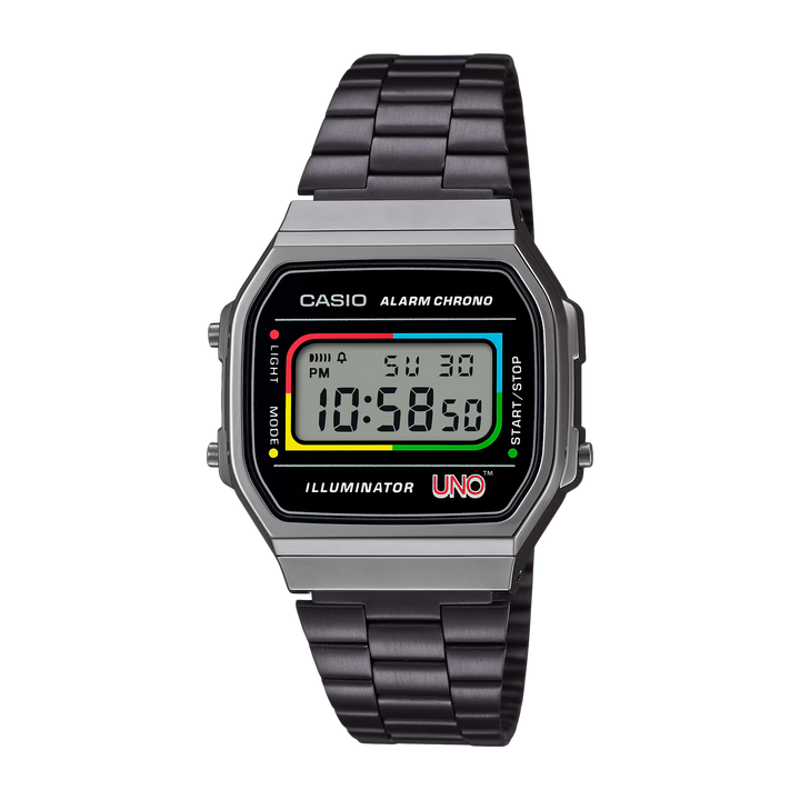 Casio Vintage x UNO Black Face IP S/Steel A168WEUC-1A