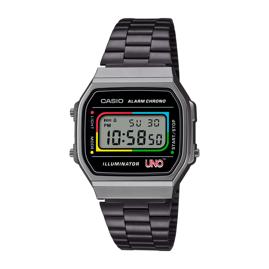 Casio Vintage x UNO Black Face IP S/Steel A168WEUC-1A