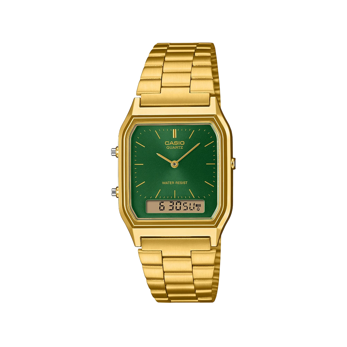 Casio AQ230GA-3A Vintage Gold Case Green Sunray Dial