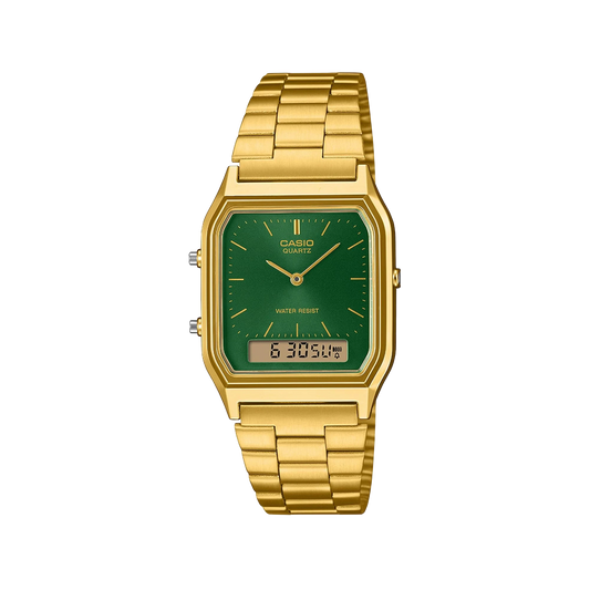 Casio AQ230GA-3A Vintage Gold Case Green Sunray Dial