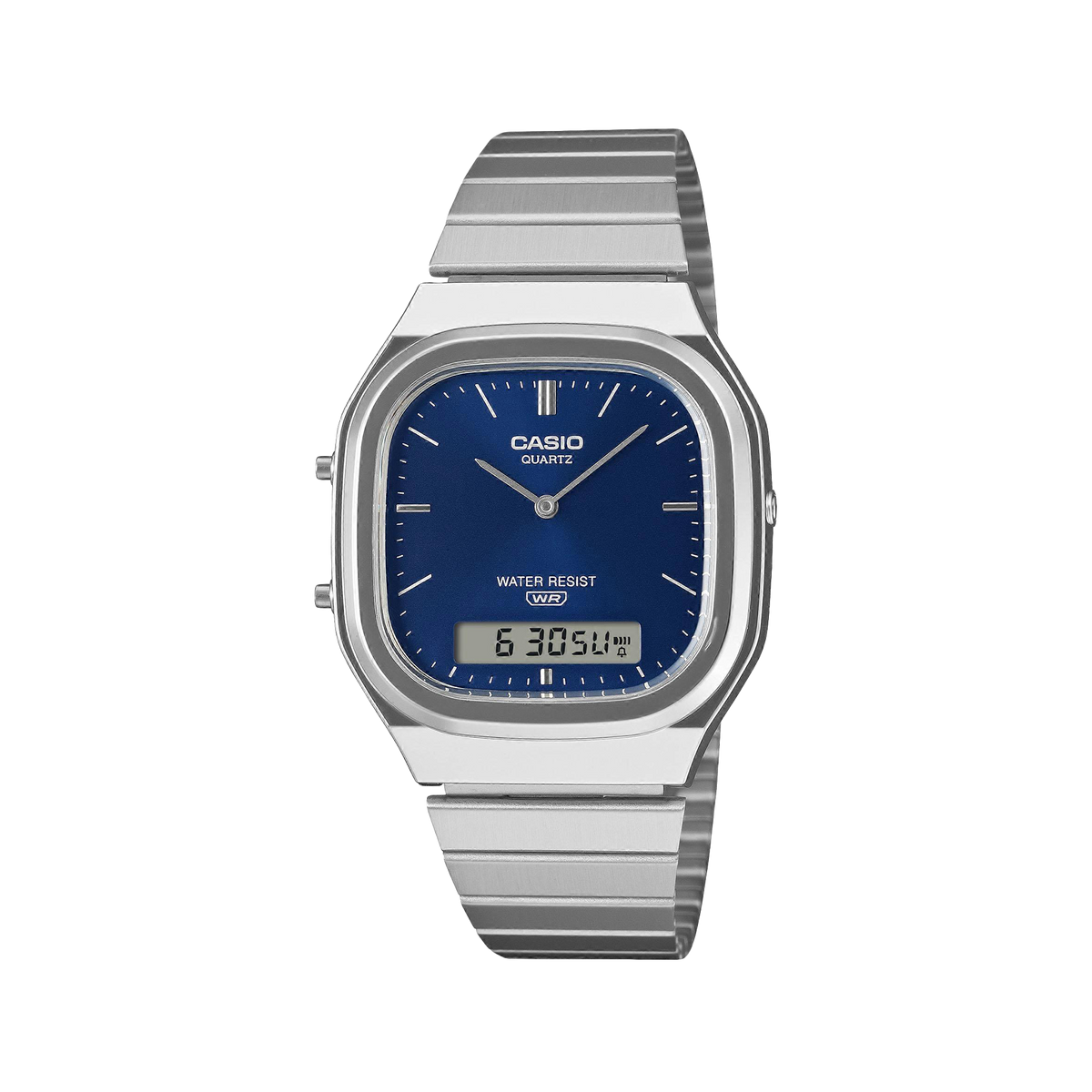 Casio AQ240E-2A2 Vintage Silver Case Navy Sunray Dial