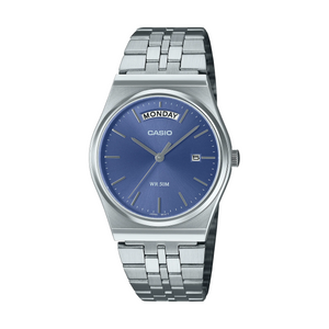 Casio Analogue Day Date Retro Blue Face, Stainless MTPB146D-2A