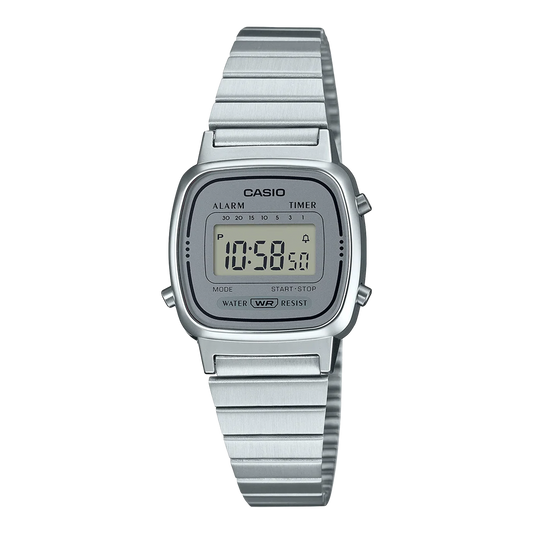 Casio Digital Silver Face, Stainless Steel Band LA670WA-7D