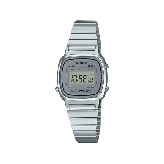 Casio Digital Silver Face, Stainless Steel Band LA670WA-7D