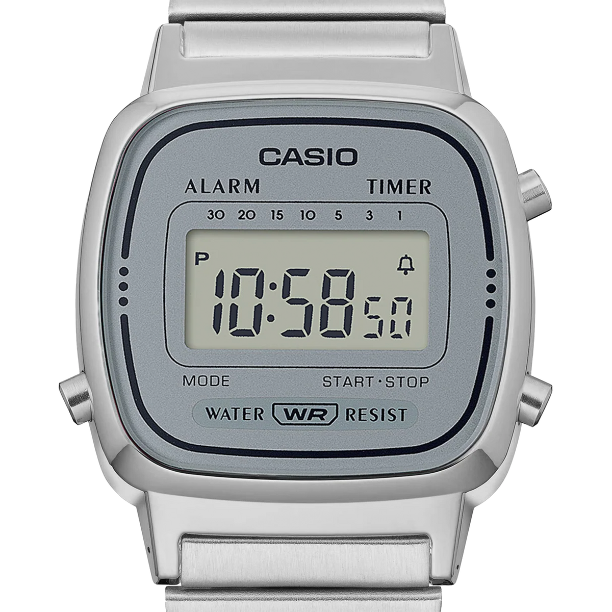 Casio Digital Silver Face, Stainless Steel Band LA670WA-7D