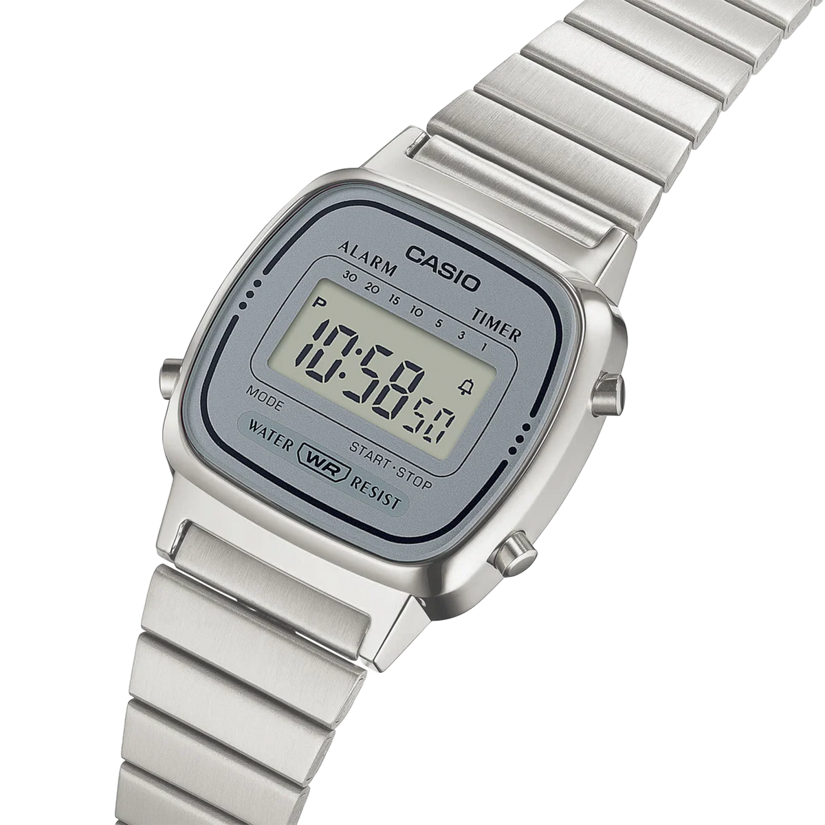 Casio Digital Silver Face, Stainless Steel Band LA670WA-7D