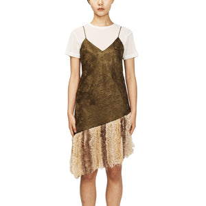 Song For The Mute Chiffon Slip Dress Khaki 251_WDS037_FLORKHA