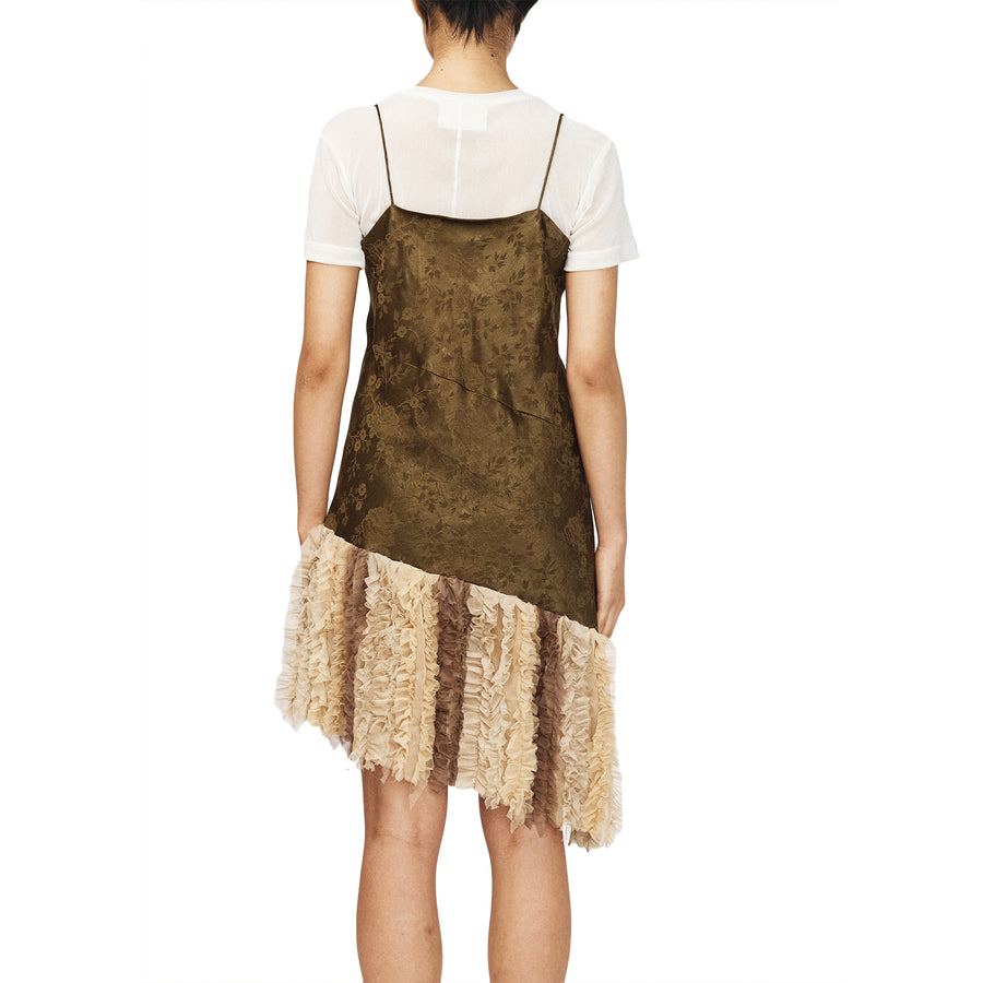 Song For The Mute Chiffon Slip Dress Khaki 251_WDS037_FLORKHA