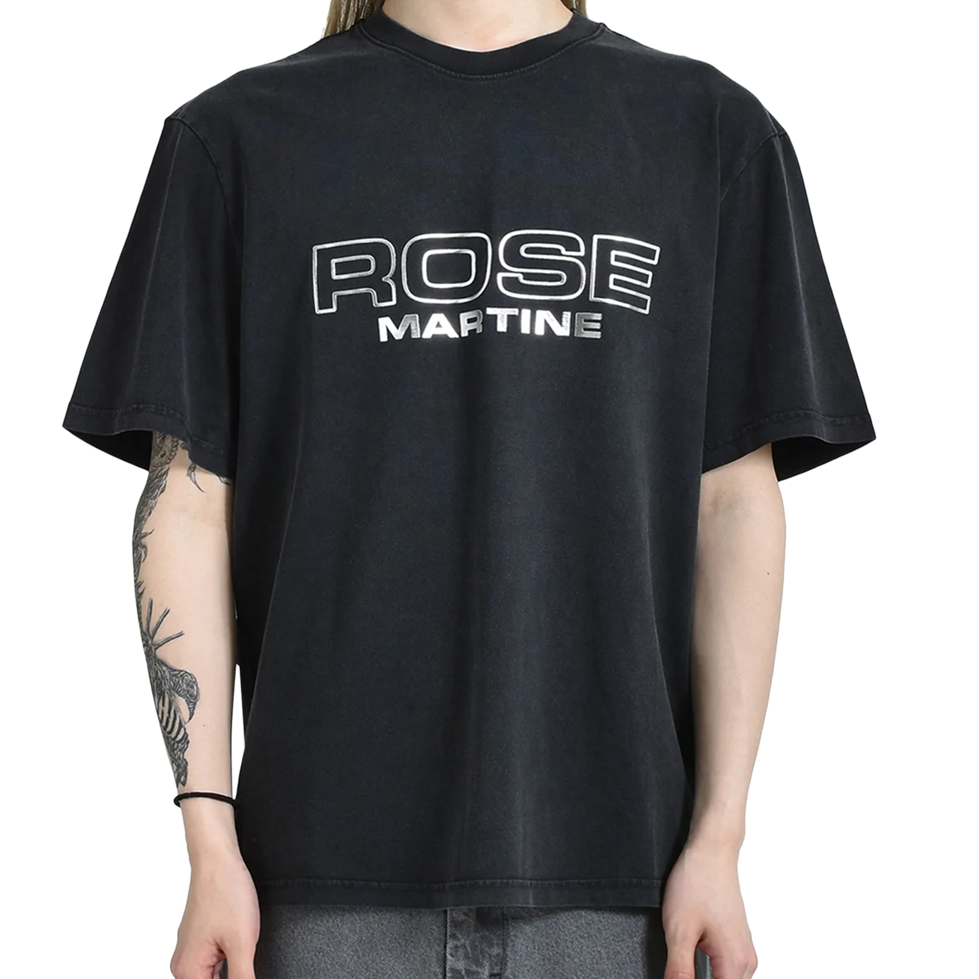 Martine Rose Classic T-Shirt Black Washed Black Rose Outline