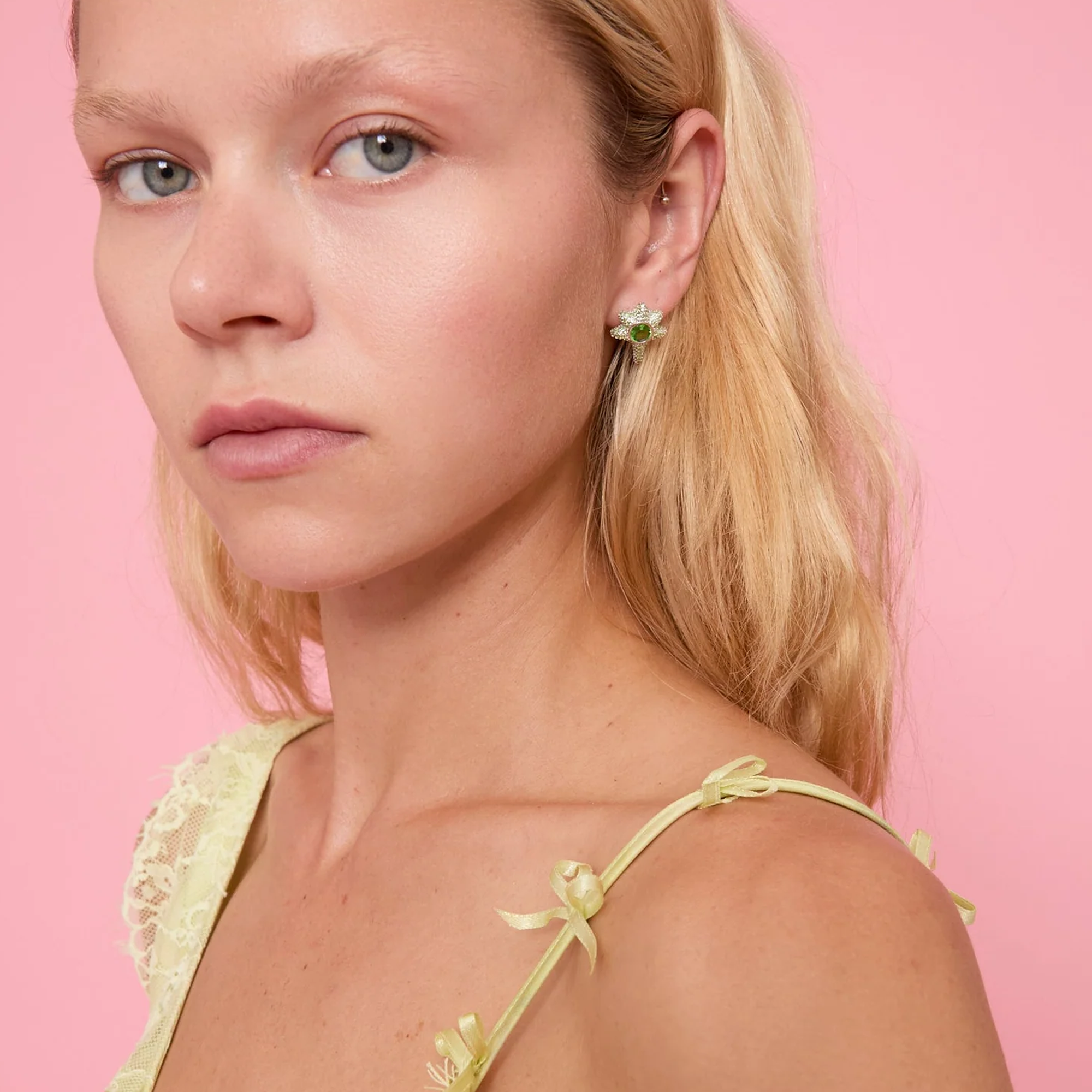 Collina Strada Coral Studs Earrings Apple Green