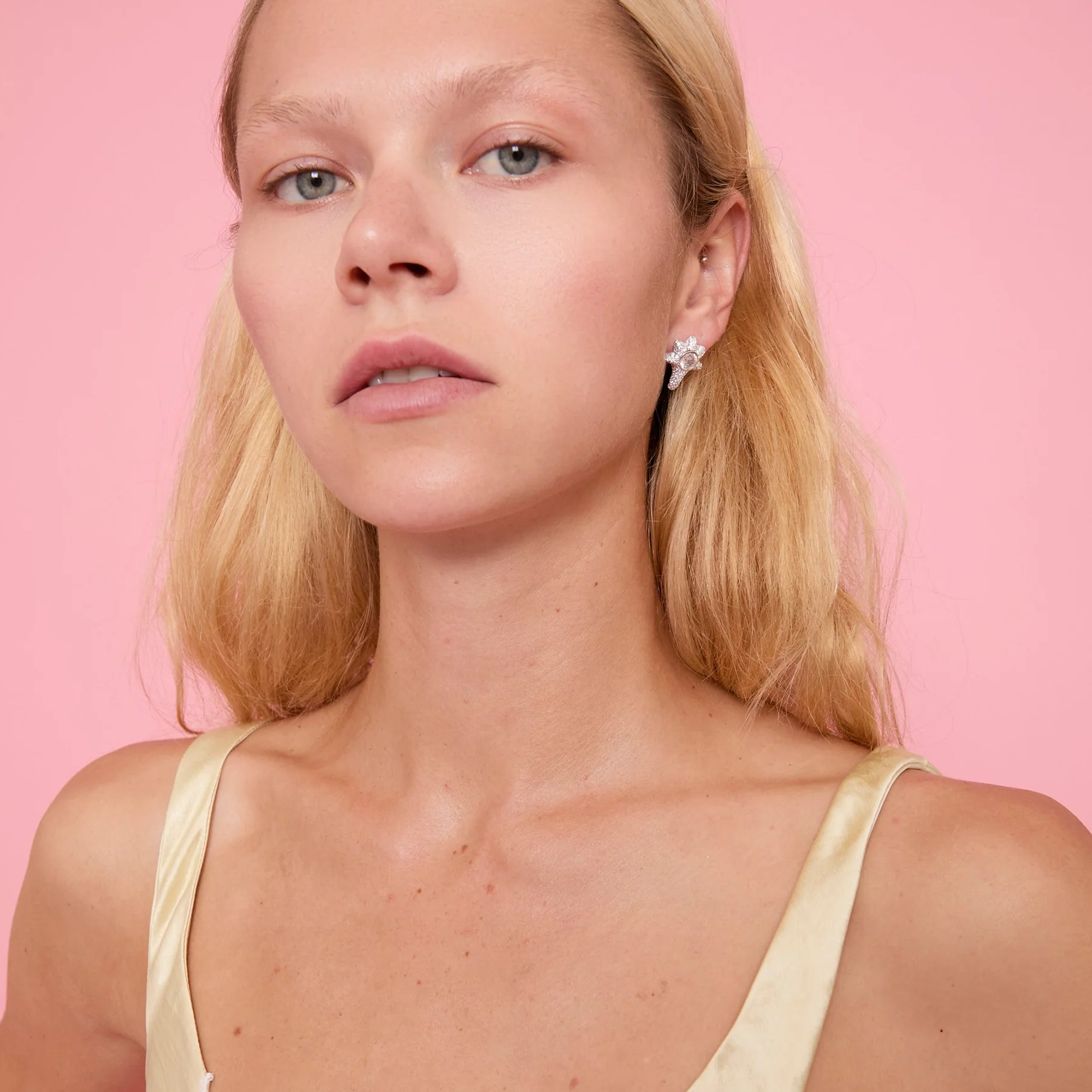 Collina Strada Coral Studs Earrings Crystal Clear