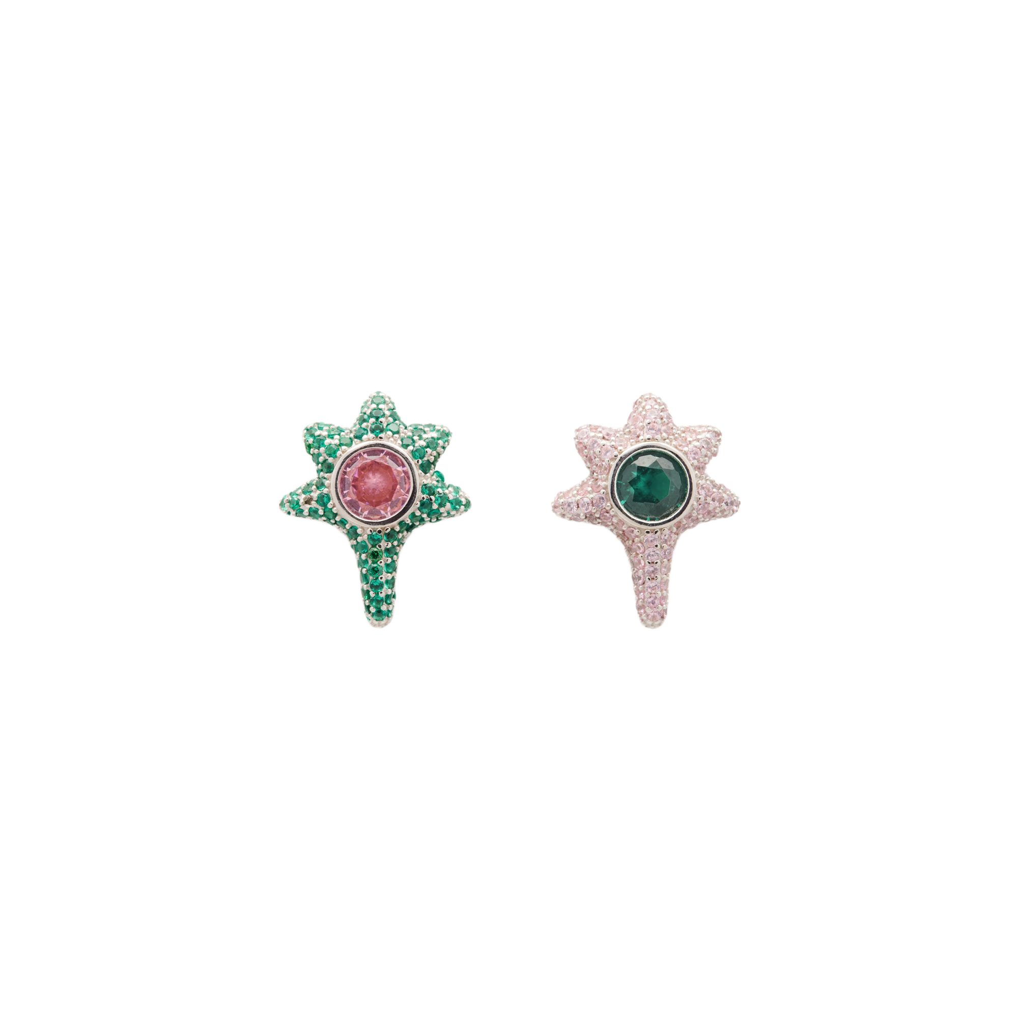 Collina Strada Coral Studs Earrings Emerald Pink