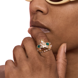 Collina Strada Frog Prince Ring Emerald Gold Freckles