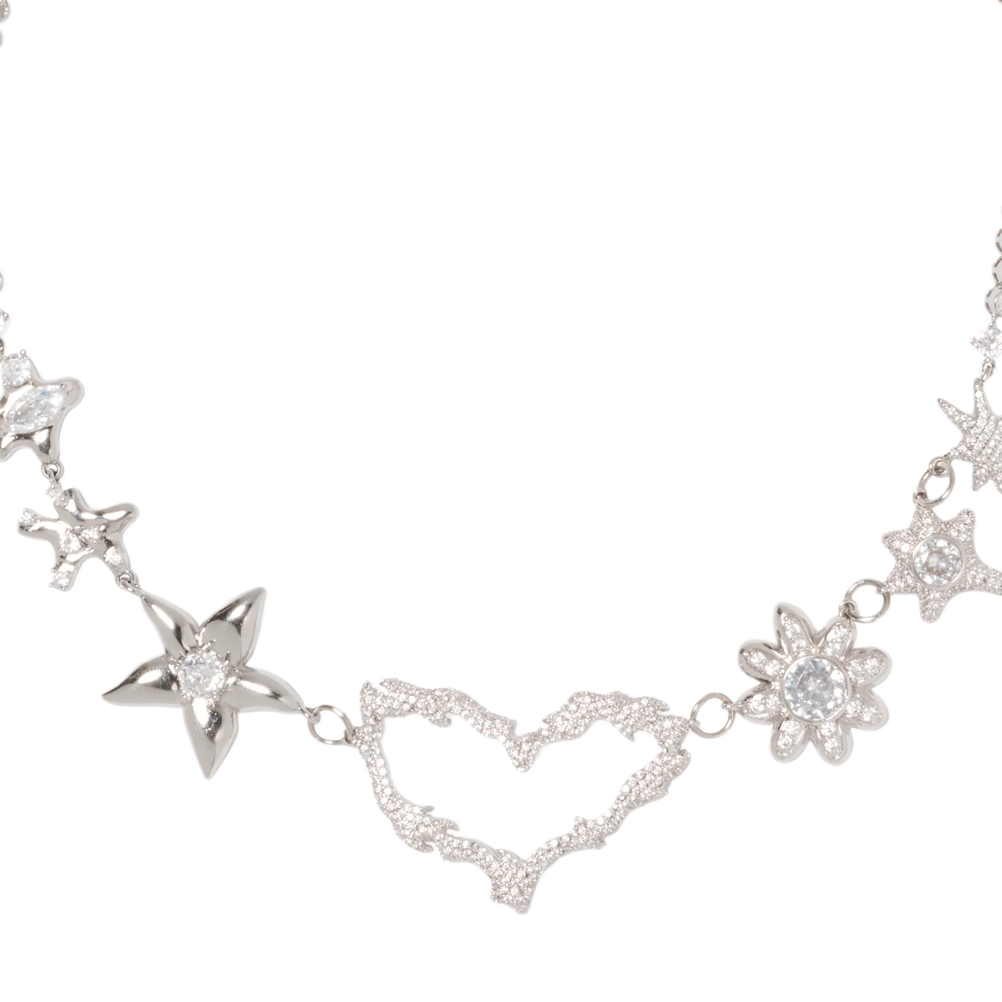 Collina Strada Heart Flame Constellation Necklace Crystal Clear