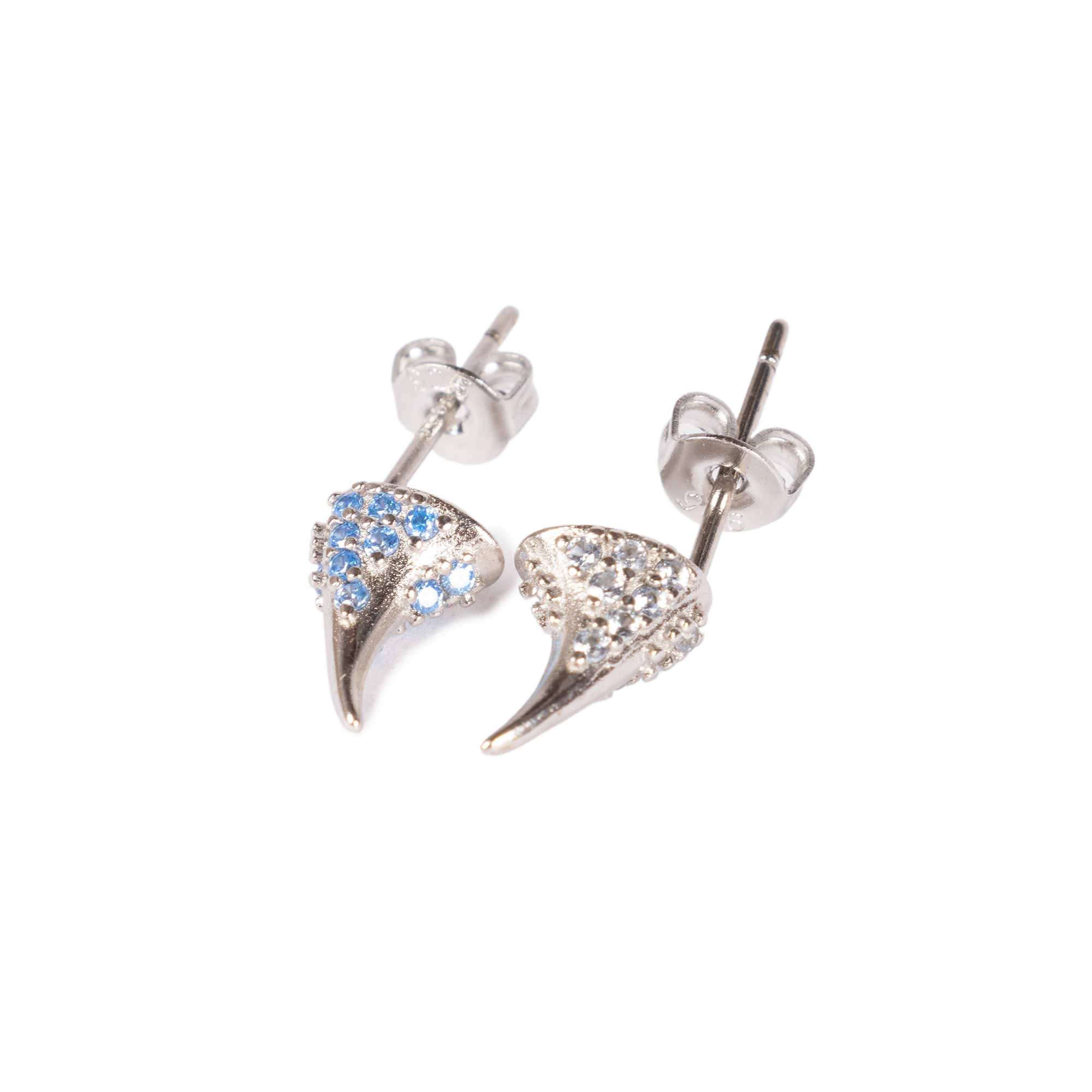 Collina Strada Rhinestone Horn Studs Soft Blue Clear