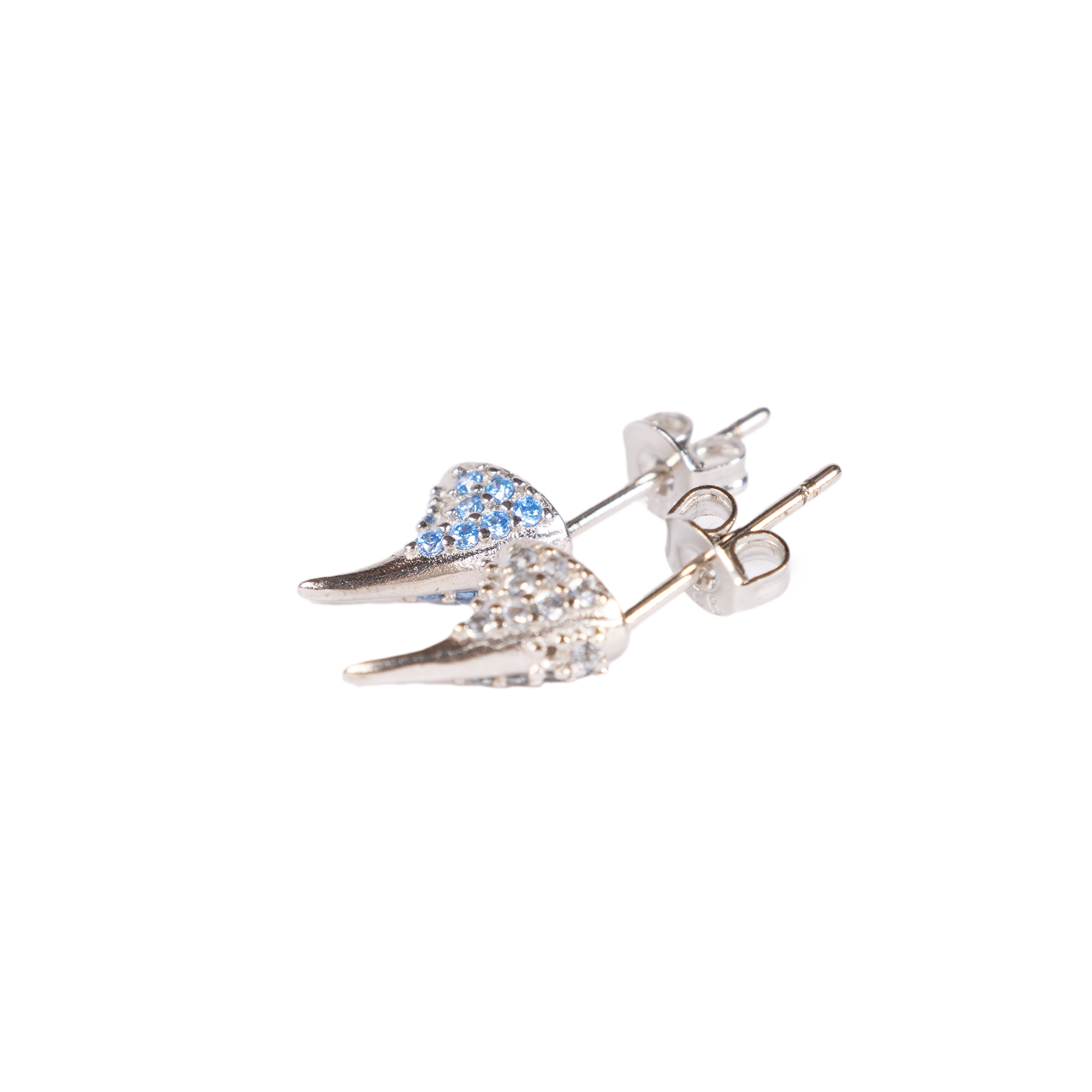 Collina Strada Rhinestone Horn Studs Soft Blue Clear