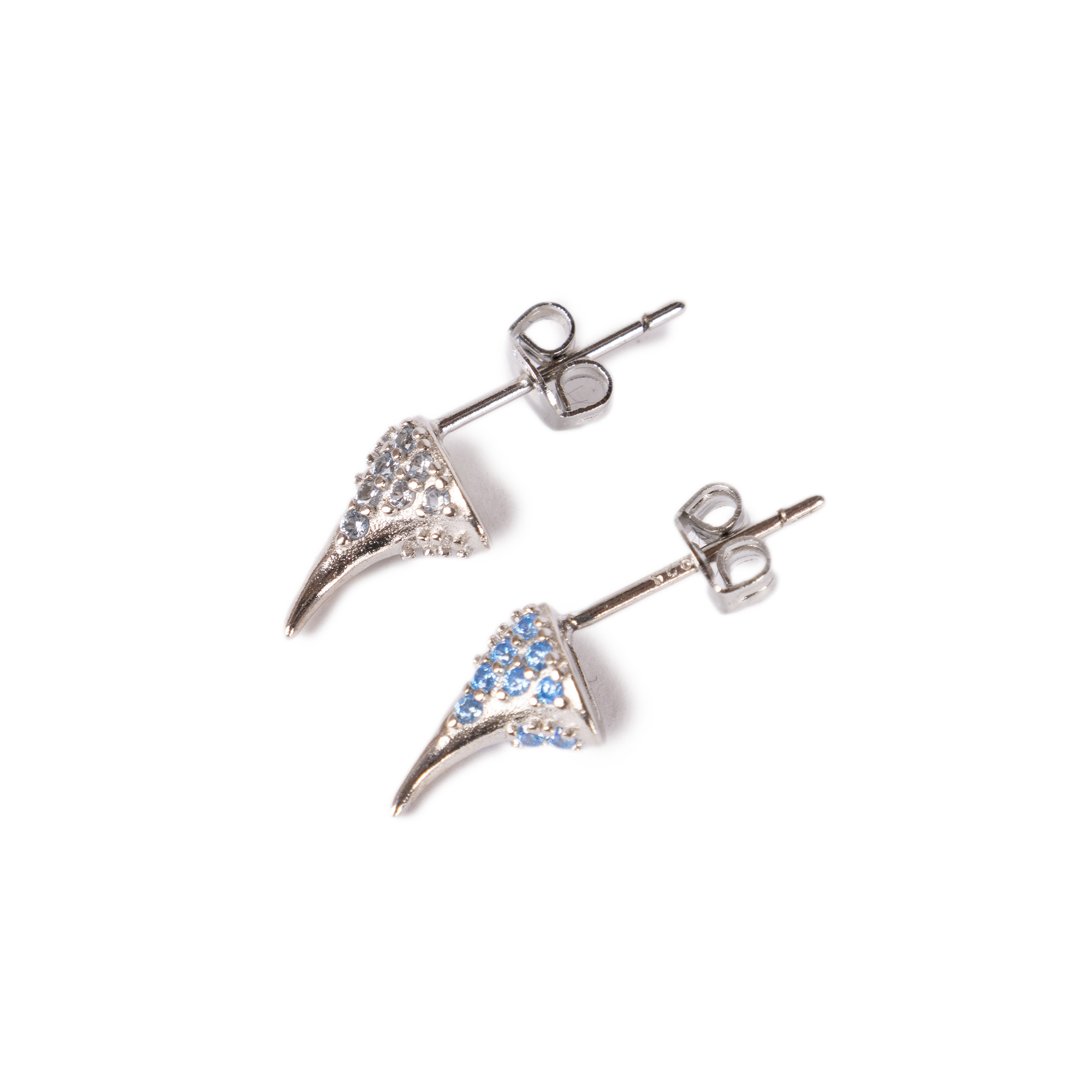 Collina Strada Rhinestone Horn Studs Soft Blue Clear