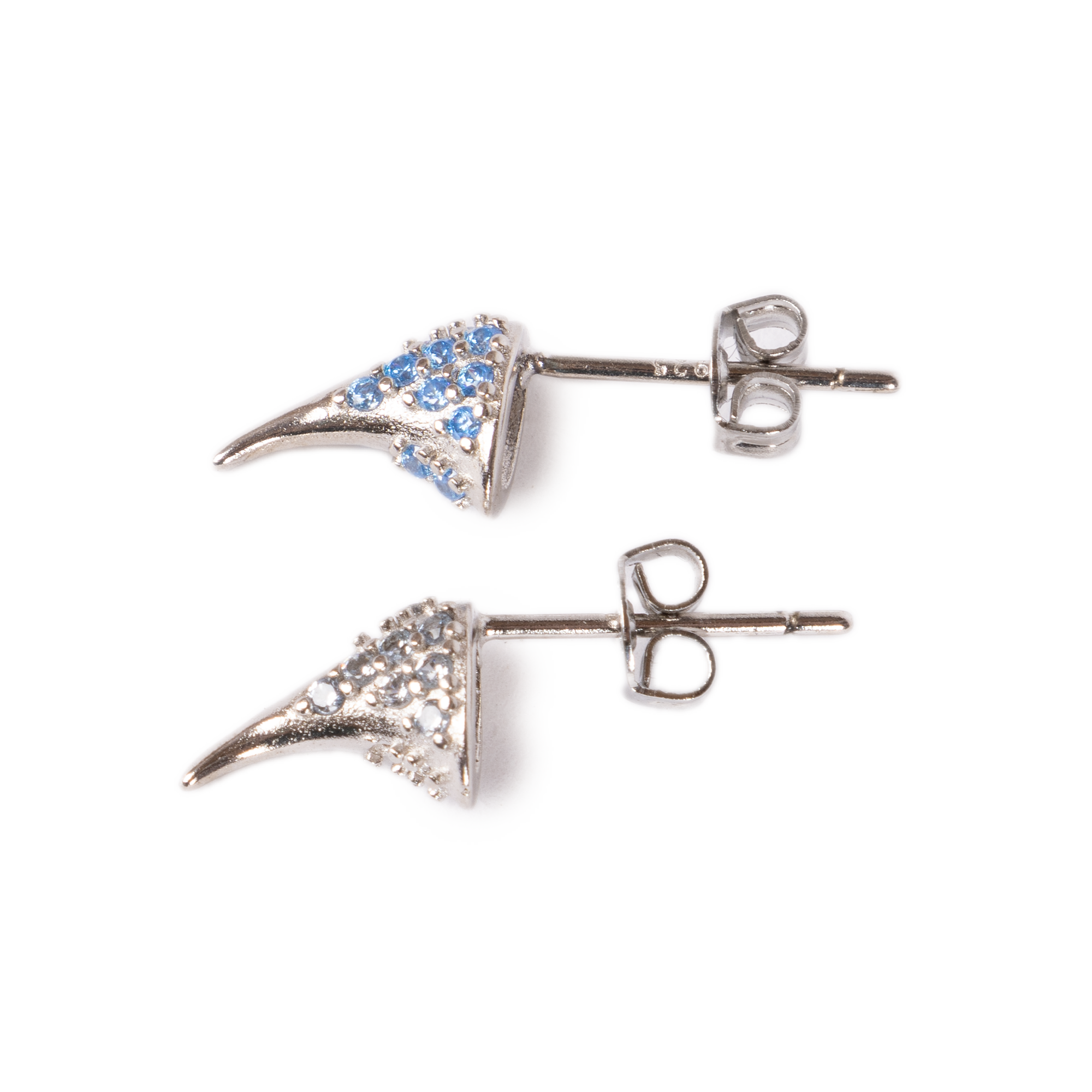 Collina Strada Rhinestone Horn Studs Soft Blue Clear