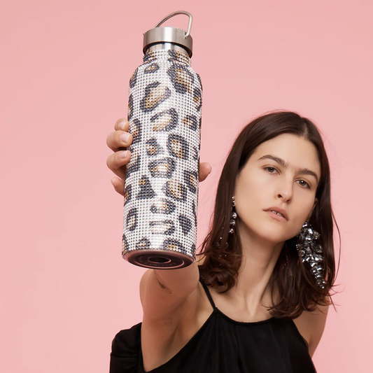 Collina Strada Rhinestone Water Bottle Cheetah