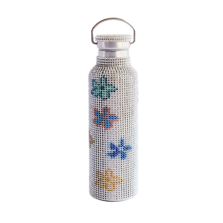 Collina Strada Rhinestone Water Bottle Multi Daisy