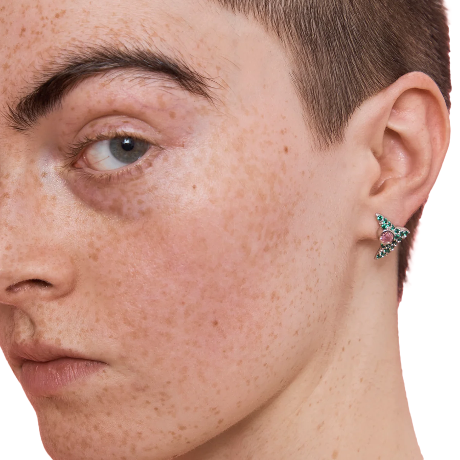 Collina Strada Trigon Studs Light Pink-Emerald