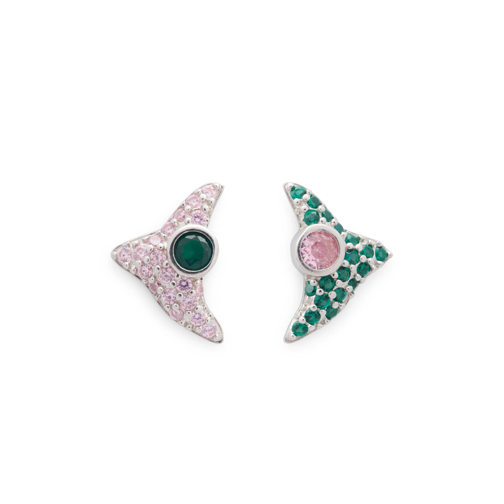 Collina Strada Trigon Studs Light Pink-Emerald