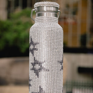 Collina Strada Rhinestone Water Bottle Charcoal Starburst