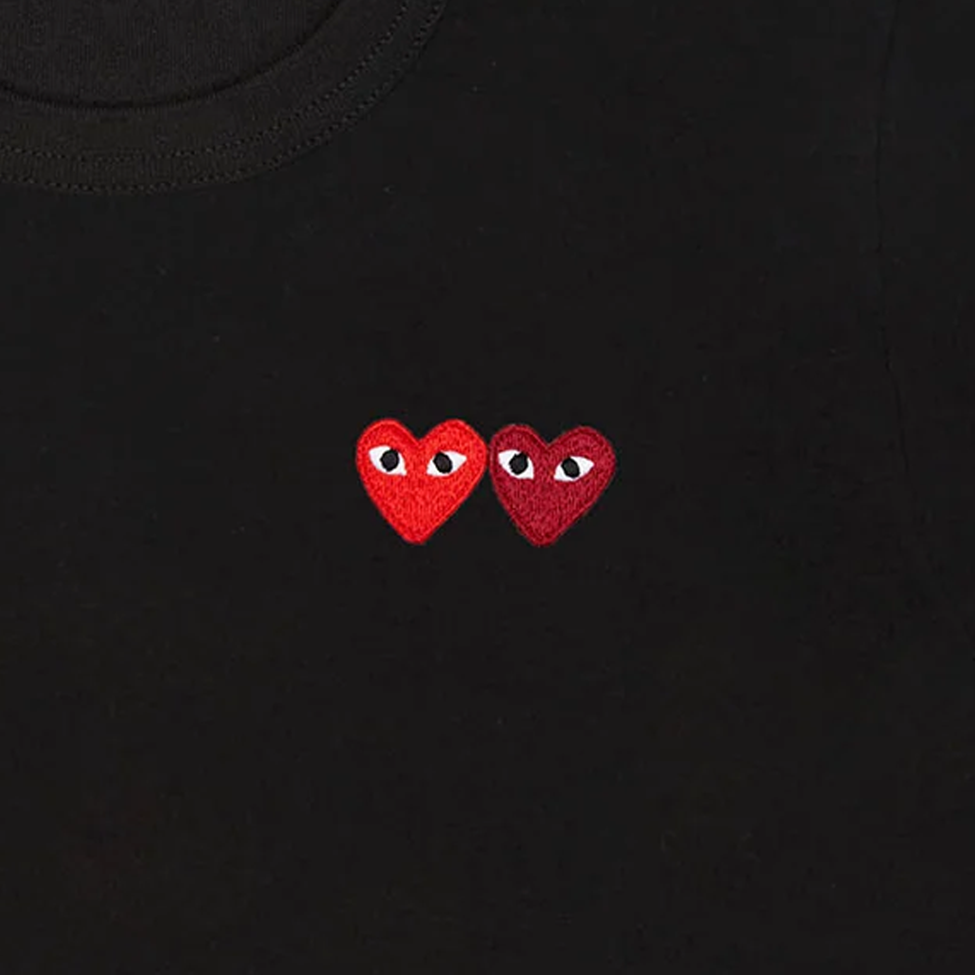 Comme Des Garcons PLAY T-Shirt Double Burgundy Emblem Black AX-T226-051