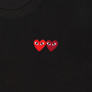 Comme Des Garcons PLAY T-Shirt Double Burgundy Emblem Black AX-T226-051