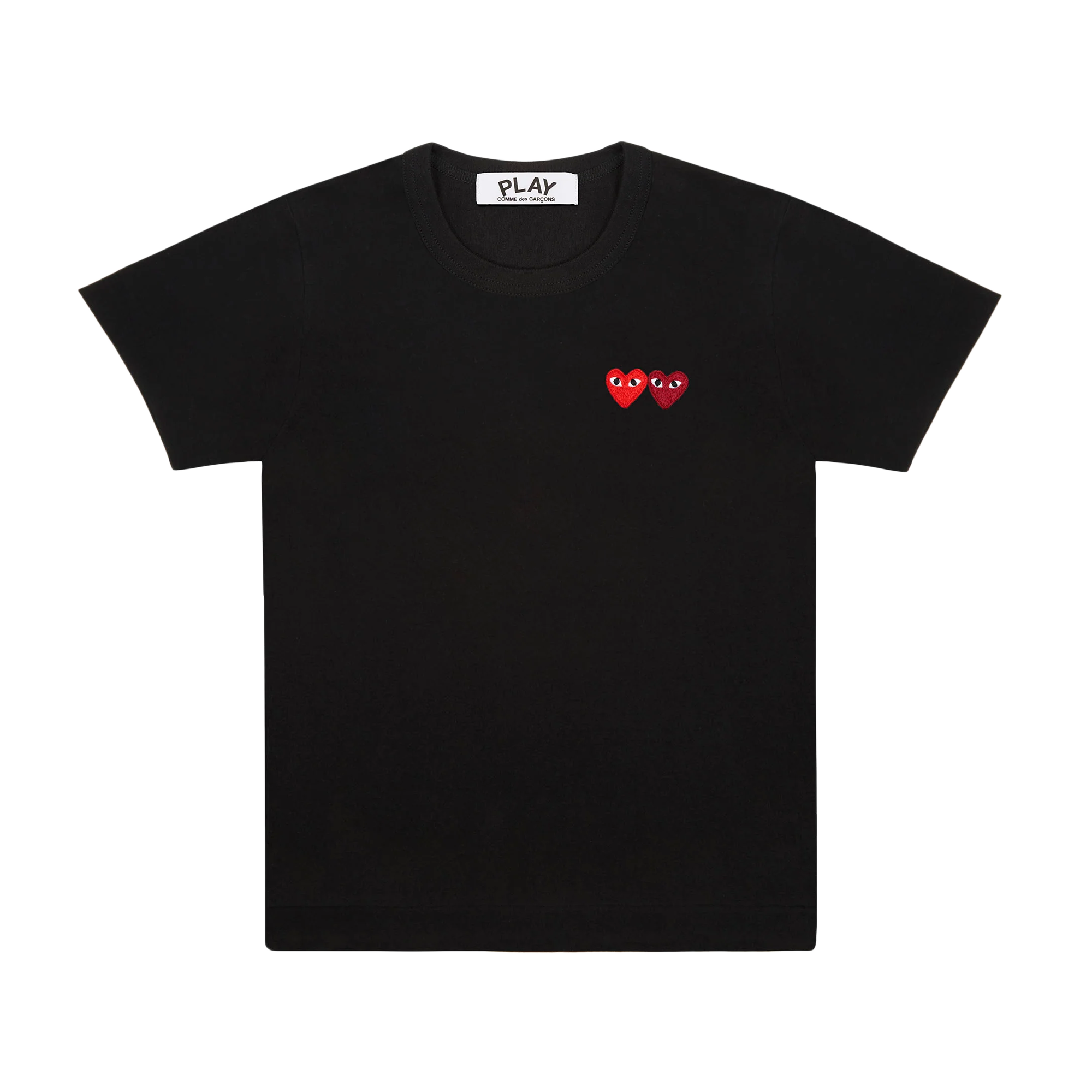 Comme Des Garcons PLAY T-Shirt Double Burgundy Emblem Black AX-T226-051